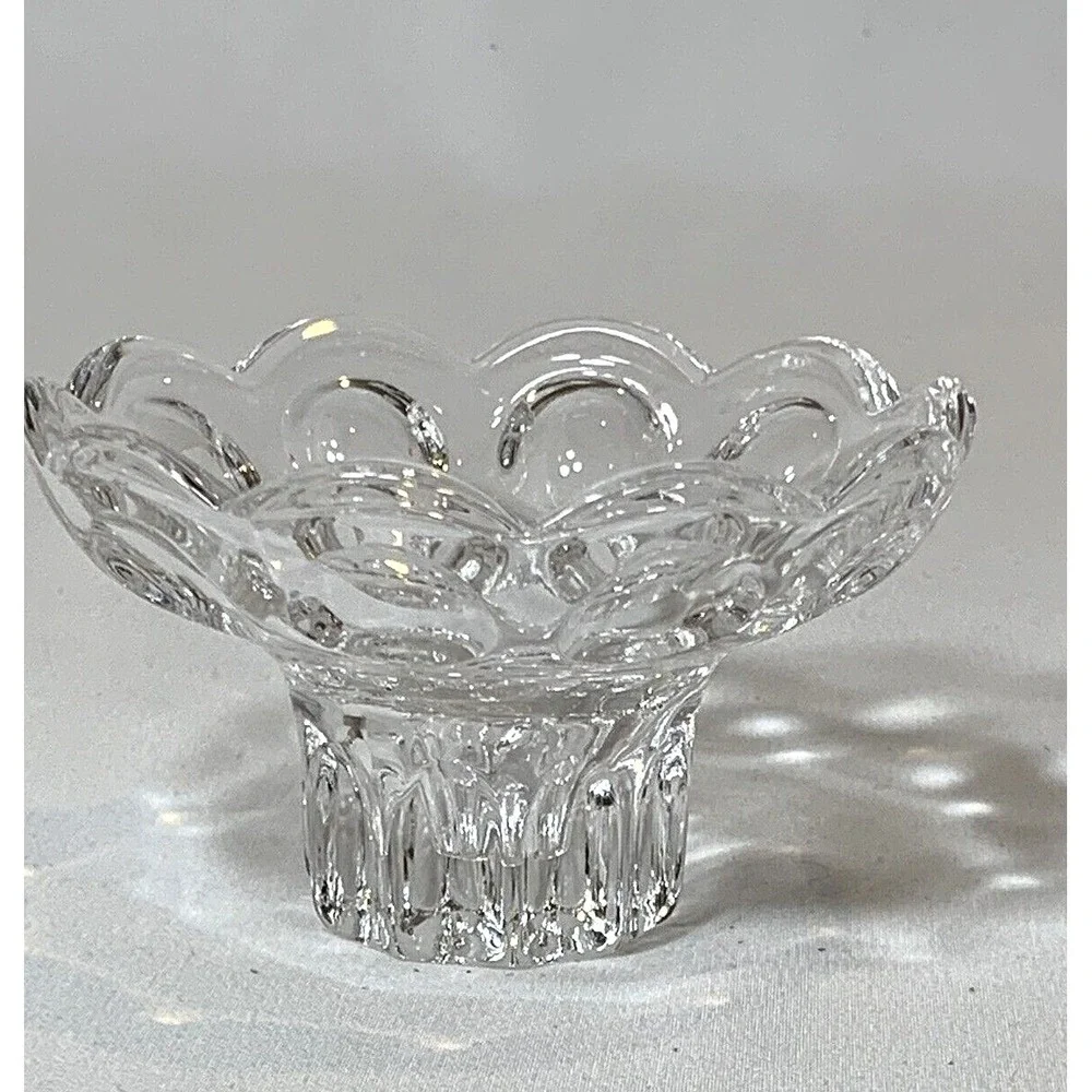Gorham Candle Holder‎ Crystal Vintage Round Pedestal 4 inch wide Taper Ball